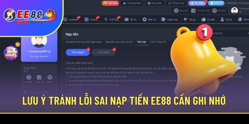 Nạp Tiền EE88 Nhanh Chóng – Giao Dịch Liền Tay Cho Bet Thủ 2 Lưu ý tránh lỗi sai nạp tiền EE88 cần ghi nhớ