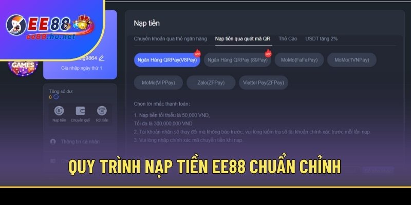 Nạp Tiền EE88 Nhanh Chóng – Giao Dịch Liền Tay Cho Bet Thủ 1 Quy trình nạp tiền EE88 chuẩn chỉnh