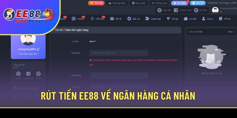 Rút Tiền EE88 Tiện Lợi – Giao Dịch Xử Lý Trong Phút Chốc 1 Rút tiền EE88 về ngân hàng cá nhân