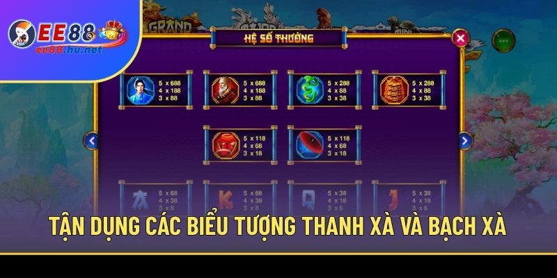 Nổ hũ Thanh Xà Bạch Xà EE88 2 Tận dụng các biểu tượng Thanh xà và Bạch xà